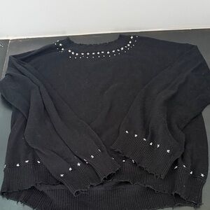 Minnie Rose Black Sweater with Star Accents Sz XS